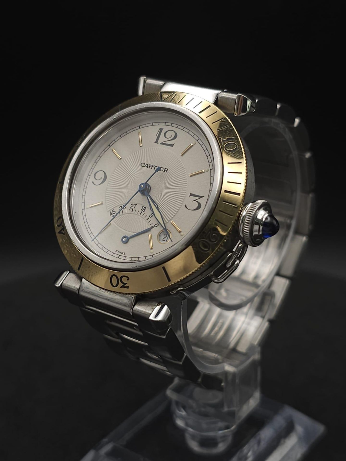 A Cartier de Pasha Automatic Gents Watch. Stainless steel bracelet and case - 38mm. Cream dial - Bild 3 aus 23