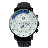 A Men’s Automatic Pilot Style Watch by AK Homme. Rubber Dive Strap. 45mm Including Crown. Good