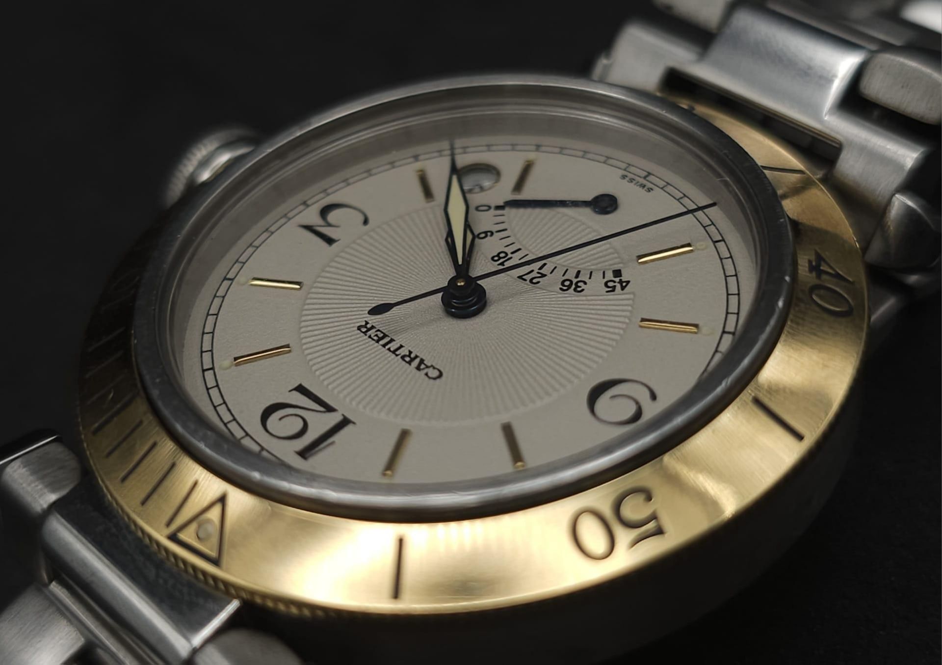 A Cartier de Pasha Automatic Gents Watch. Stainless steel bracelet and case - 38mm. Cream dial - Bild 6 aus 23