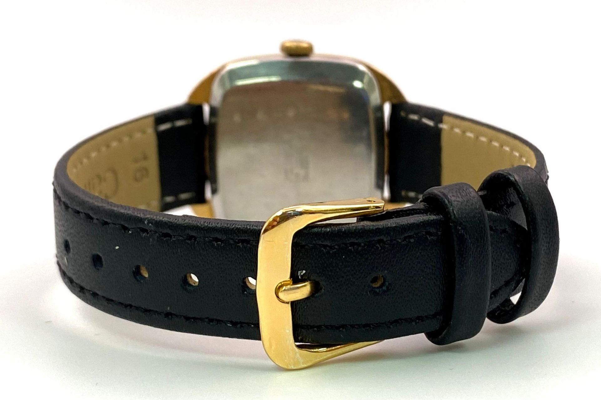 A Vintage 1950s Oris Gents Mechanical Watch. Black leather strap. Gold plated square case - 31mm. - Image 3 of 11