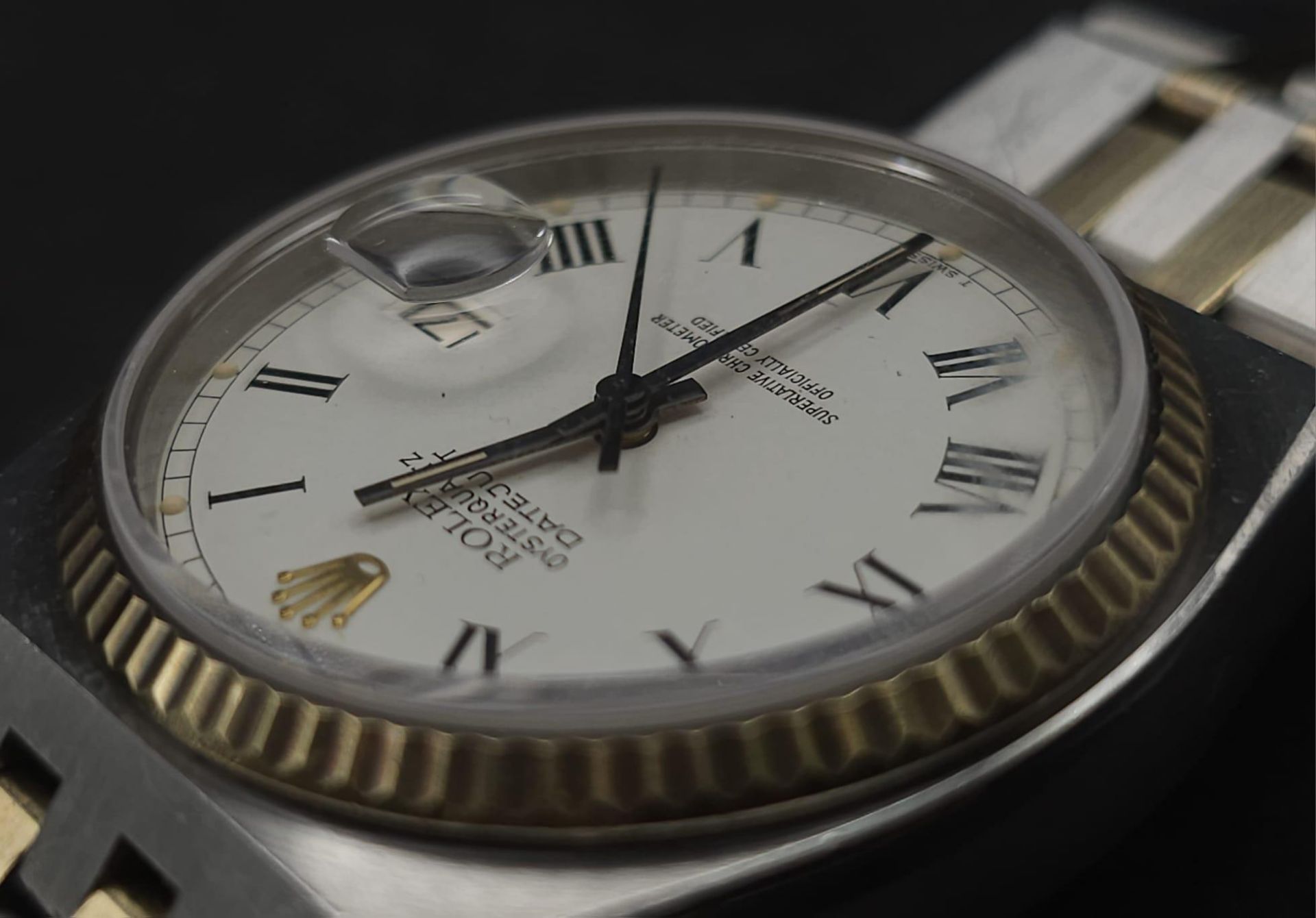 A Rare Bi-Metal Rolex Oyster Quartz Datejust Gents Watch. Gold and stainless steel bracelet and case - Image 10 of 21