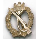 Early WW2 German Infantry Assault Badge. Solid Back. Maker Marked: L/56 (Karl Hensler Pforzheim).