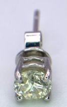 18K White Gold Diamond Single Solitaire Earring. Round Brilliant Cut 0.40CT Diamond. 4 Claw Setting.