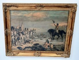 A Vintage or Older Gilt Framed Painting of ‘The Last Stand of the Imperial Guards at Waterloo. 66
