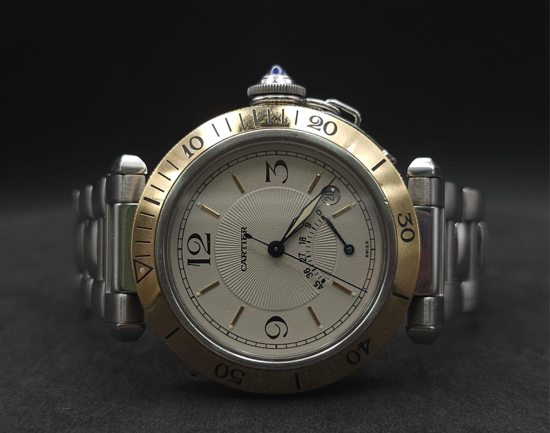 A Cartier de Pasha Automatic Gents Watch. Stainless steel bracelet and case - 38mm. Cream dial - Bild 4 aus 23