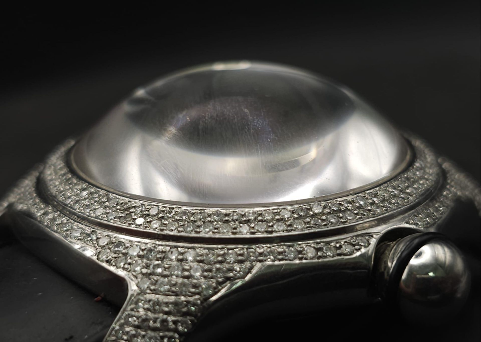 A Corum Boutique Diamond Ladies Watch. Black leather strap. Stainless steel diamond encrusted - Bild 7 aus 13