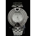 A fabulous, Italian designed, CERRUTI 1881 watch with floating “Happy diamonds” (synthetic). Case