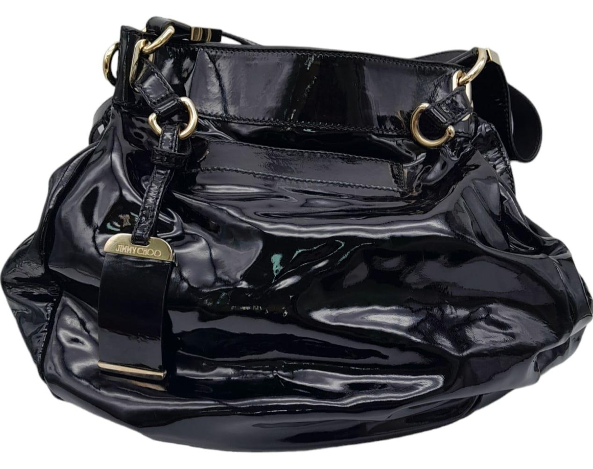Jimmy Choo Black Patent Leather Handbag. Gorgeous feel to this handbag. Double strapped, with - Bild 2 aus 11