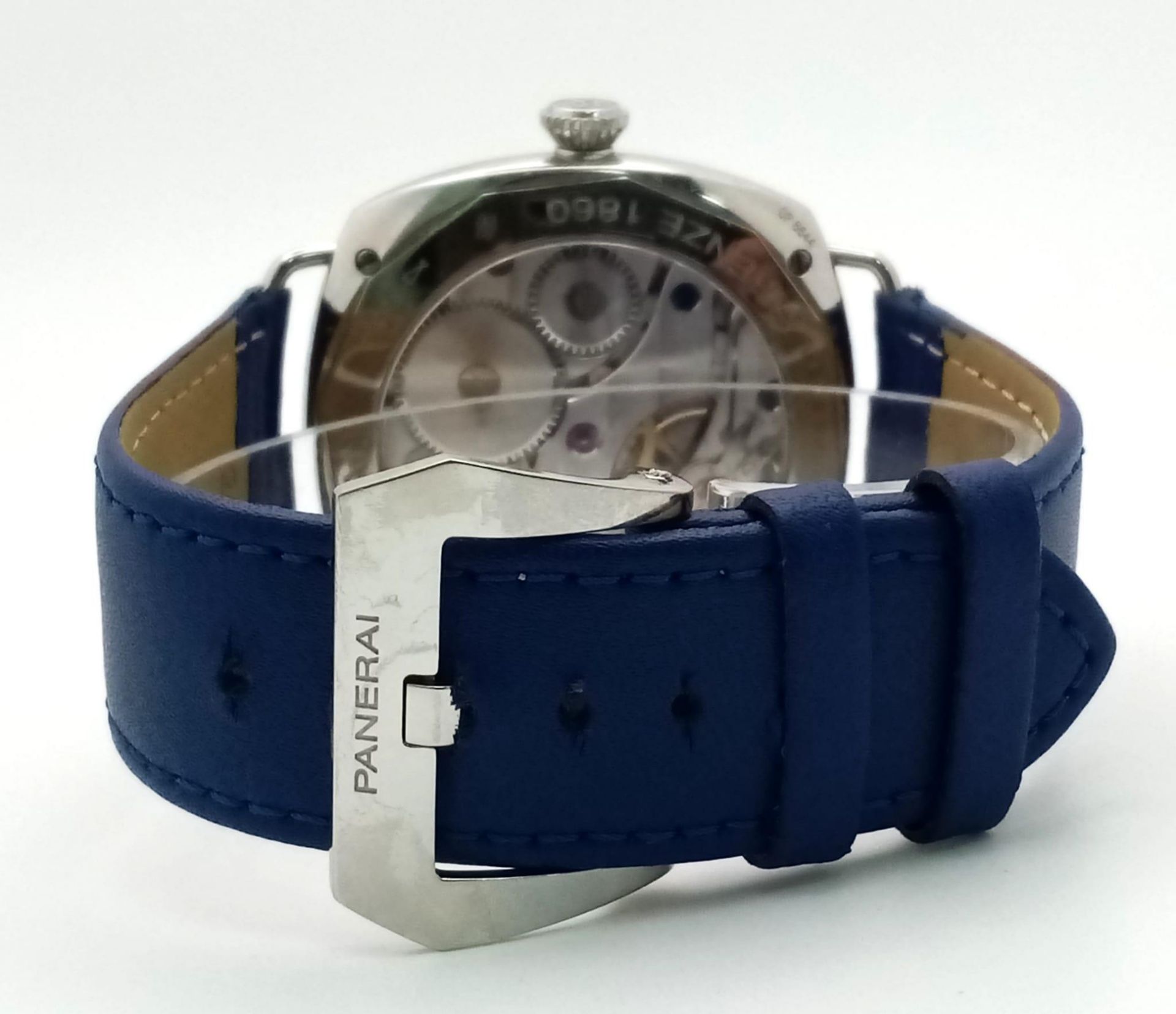 A Panerai Radiomir Black Seal Gents Watch. Blue leather strap. Stainless steel case - 46mm. Black - Bild 8 aus 13