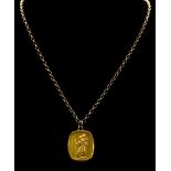A 9K Yellow Gold St. Christopher Pendant on a 9K Yellow Gold Belcher Necklace. 3cm and 50cm. 8.92g
