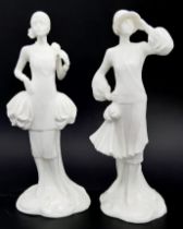 A pair of Royal Worcester bone china figurines, Annie and Kitty, from the 1920's Vogue Collection,