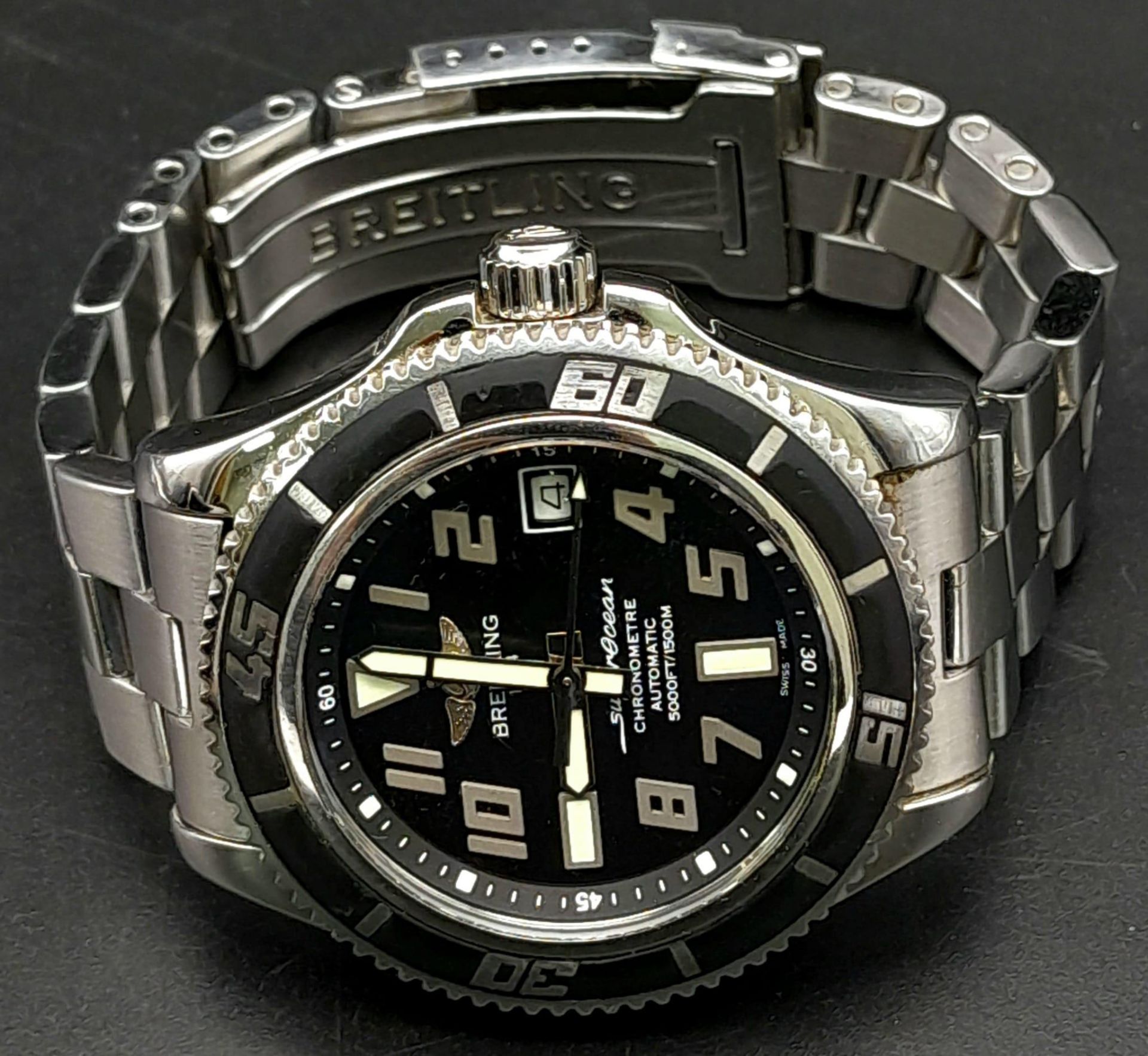 A Breitling SuperOcean Automatic Gents Watch. Stainless steel strap and case - 42mm. Matt black - Image 6 of 27