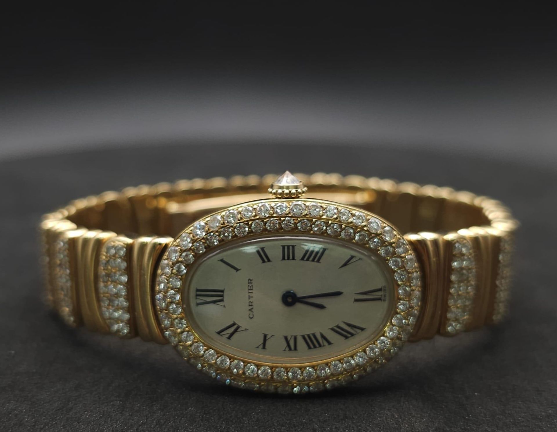 A Cartier Paris 18k Gold and Diamond Ladies Watch. 18k gold and diamond encrusted bracelet and - Bild 9 aus 29