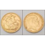 A 22K GOLD SOVEREIGN DATED 1905 ( EDWARD VII REIGN) IN GOOD CONDITION.