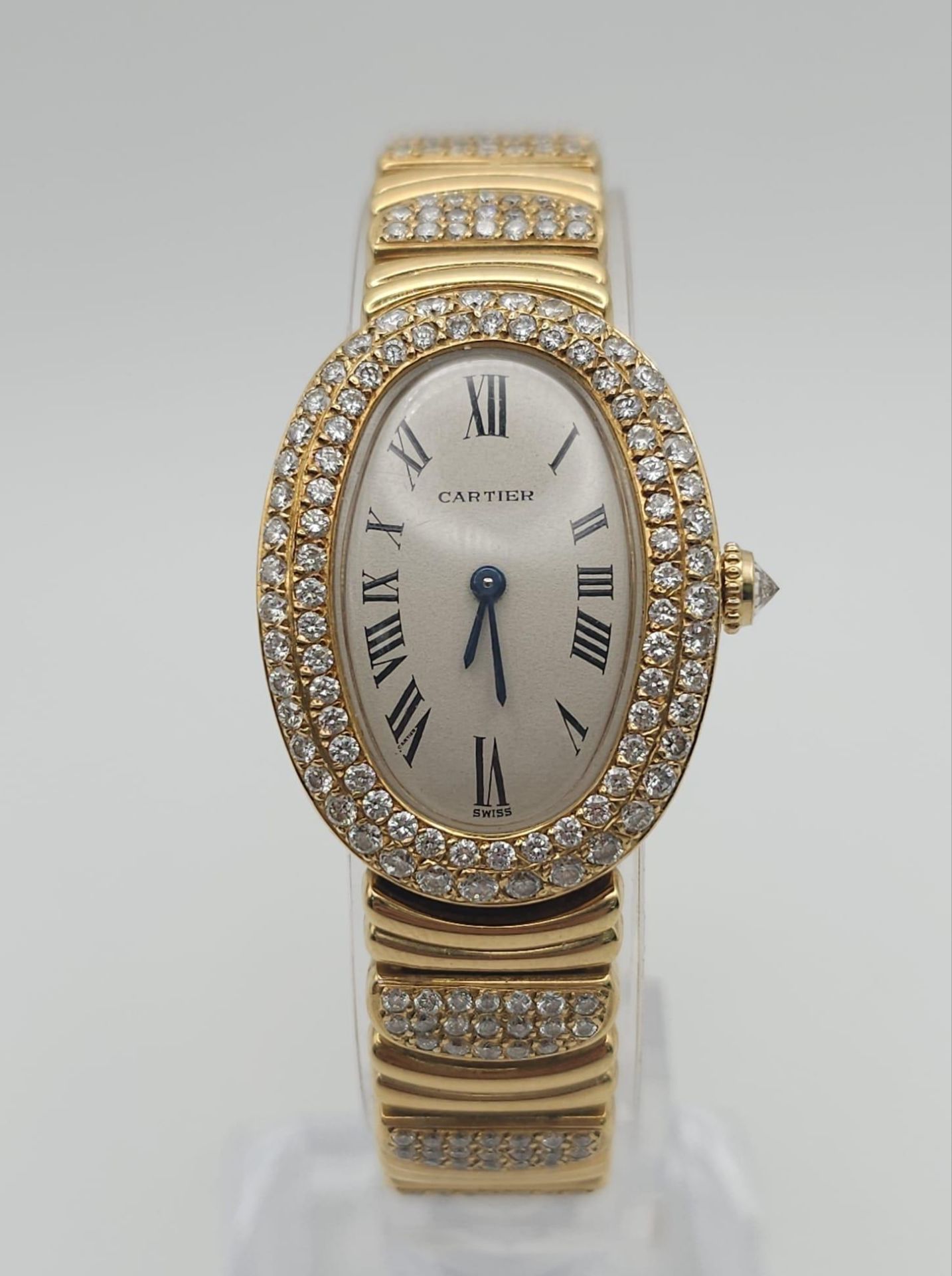 A Cartier Paris 18k Gold and Diamond Ladies Watch. 18k gold and diamond encrusted bracelet and - Bild 28 aus 29