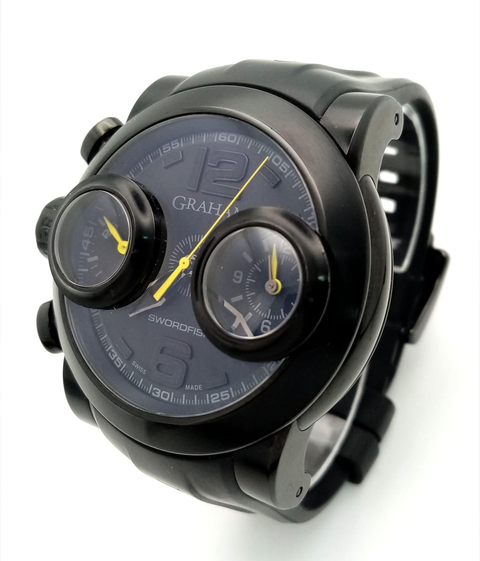 A Graham Swordfish Chronograph Automatic Gents Watch. Black rubber strap. rubber and steel case - - Image 4 of 13