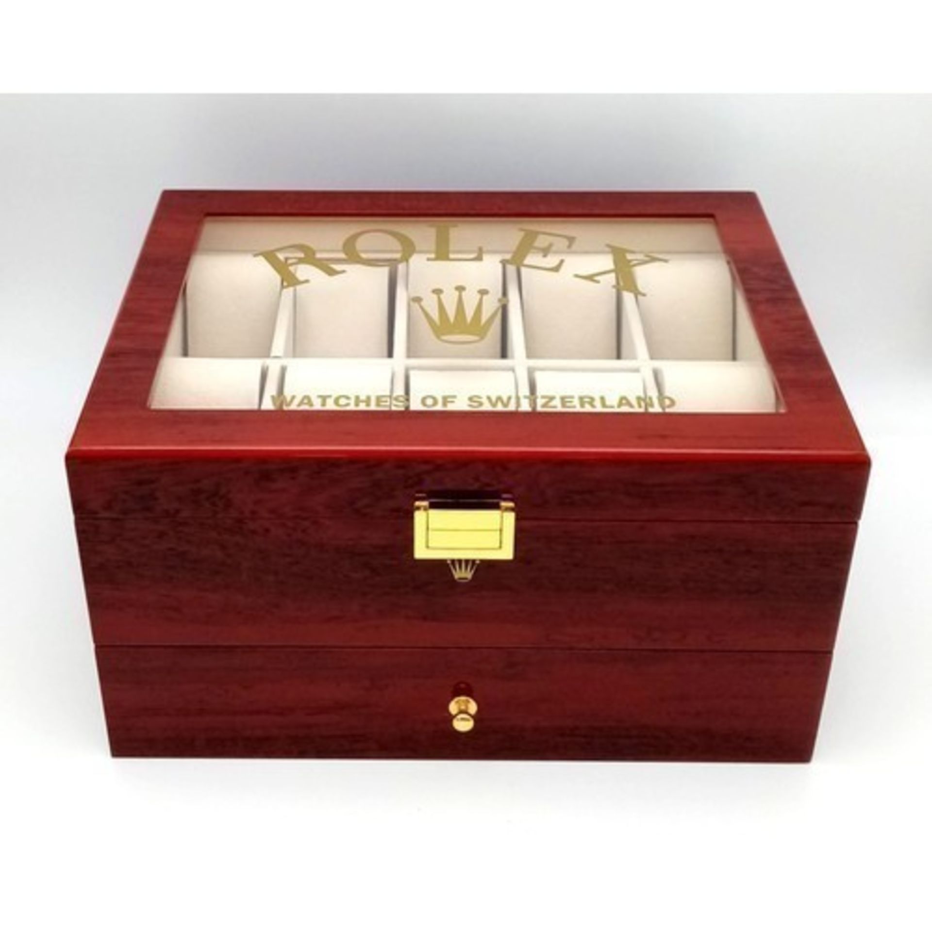 A Two-Tier Elite Watch Display Case - Perfect for Rolex Watches. 20 plush watch spaces on two