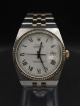 A Rare Bi-Metal Rolex Oyster Quartz Datejust Gents Watch. Gold and stainless steel bracelet and case