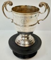 The 925 Sterling Silver Queensway 1977 Golf Trophy. Makers mark of Mappin and Webb. This double-