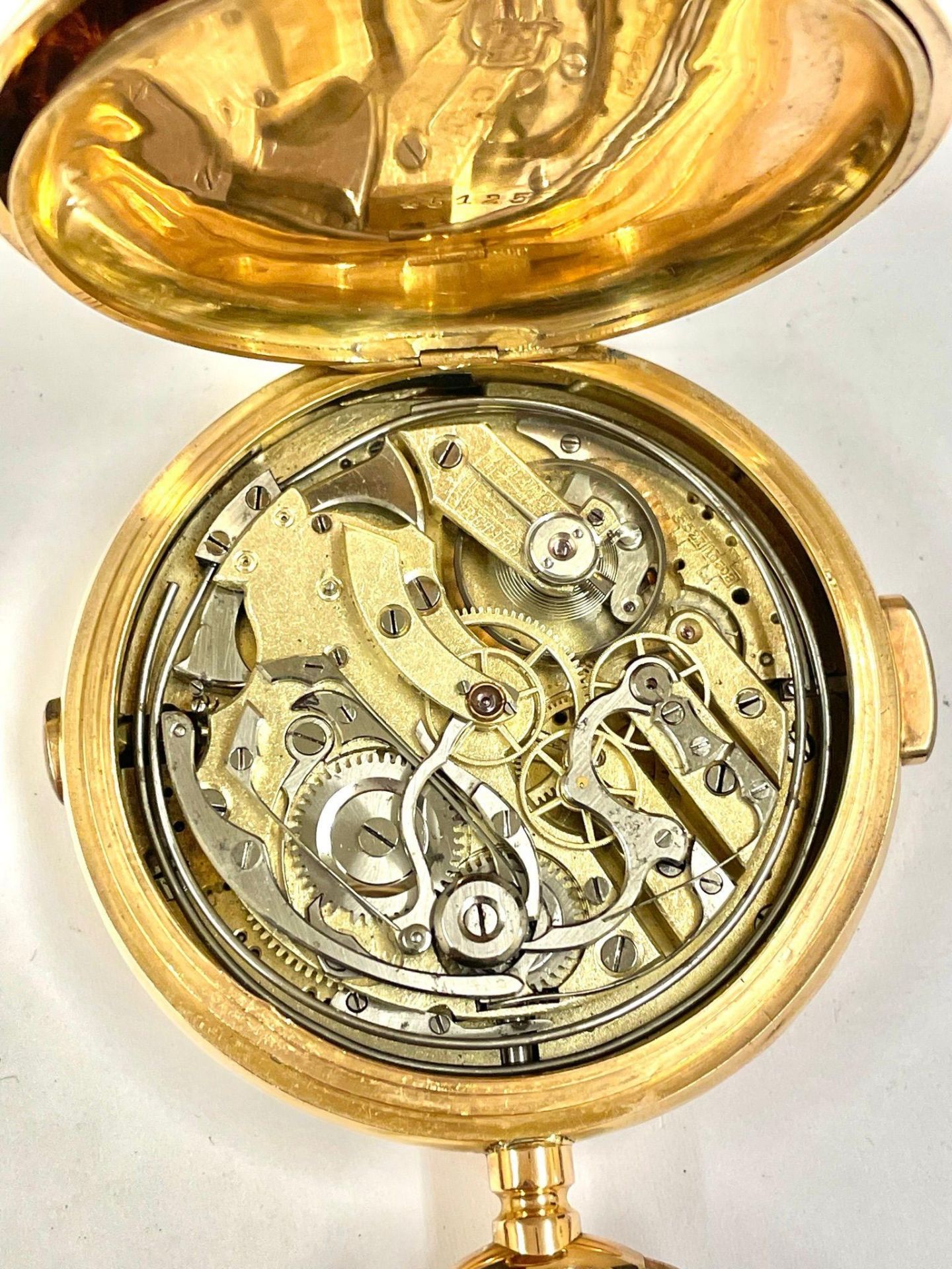 18ct Gold Full Hunter Quarter Repeater Pocket Watch , 55mm case , total weight 107.4g . Dust cover - Image 2 of 5