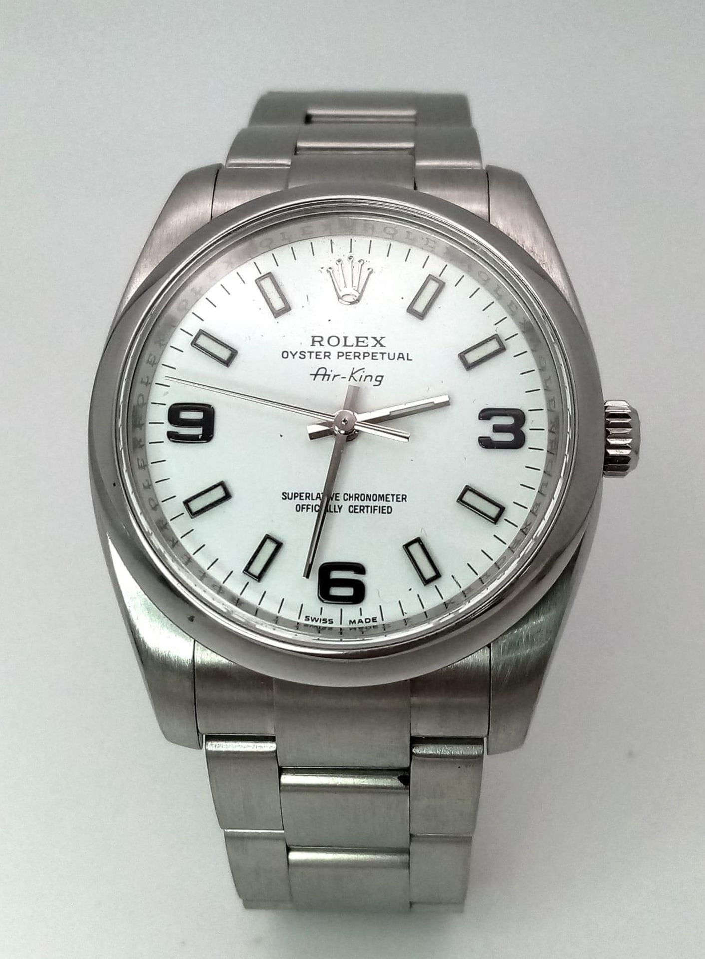 A Rolex Oyster Perpetual Air-King Gents Watch. Stainless steel bracelet and case - 35mm. White dial. - Bild 3 aus 17