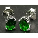 A Pair of Chrome and Diopside Gem Stud Earrings. Ref: 5659