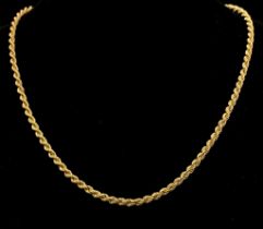 A 9K Yellow Gold Rope Necklace. 46cm length.3.86g weight.