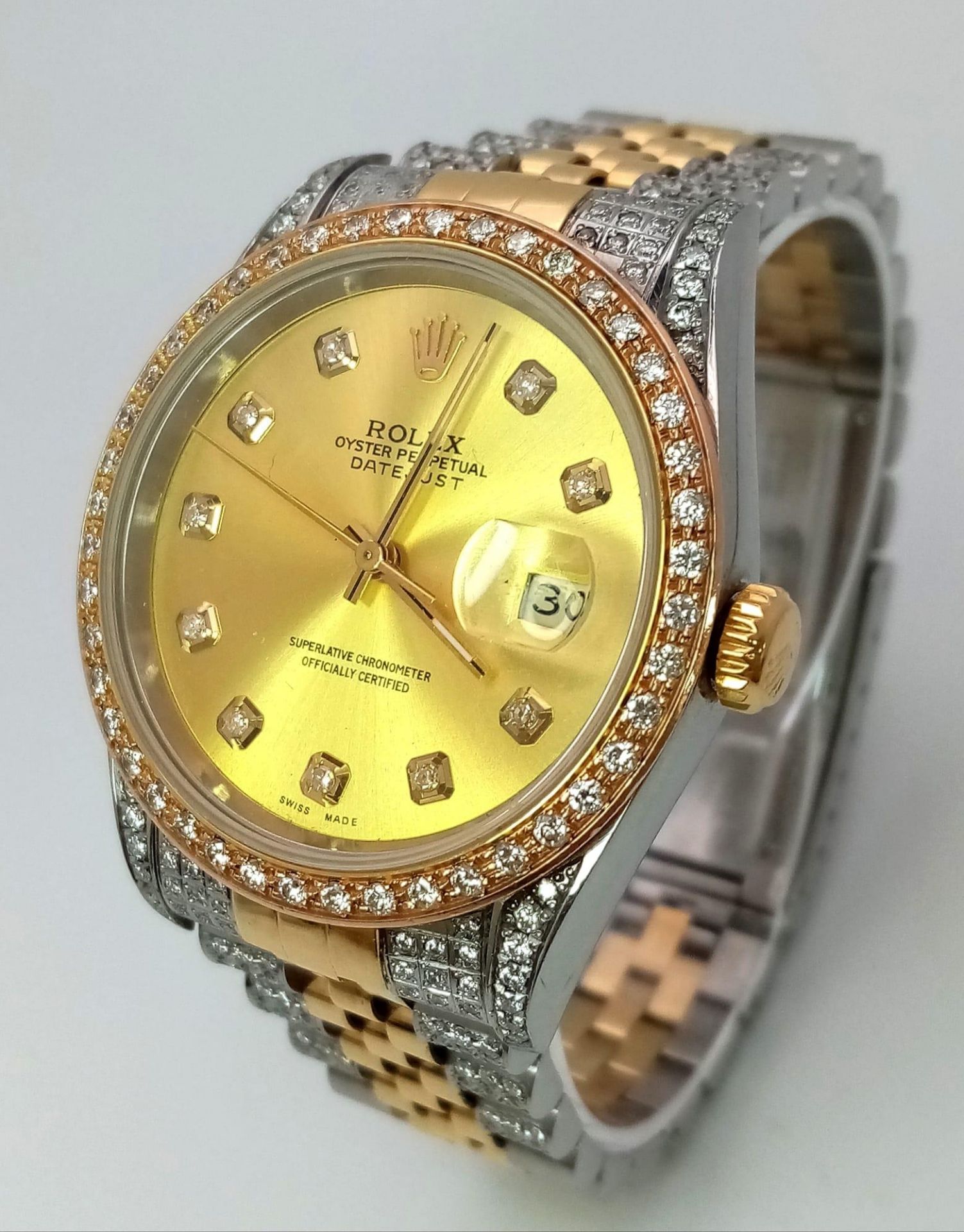 A Rolex Oyster Perpetual Datejust Bi-Metal Diamond Gents Watch. Gold, stainless steel and diamond - Image 2 of 15