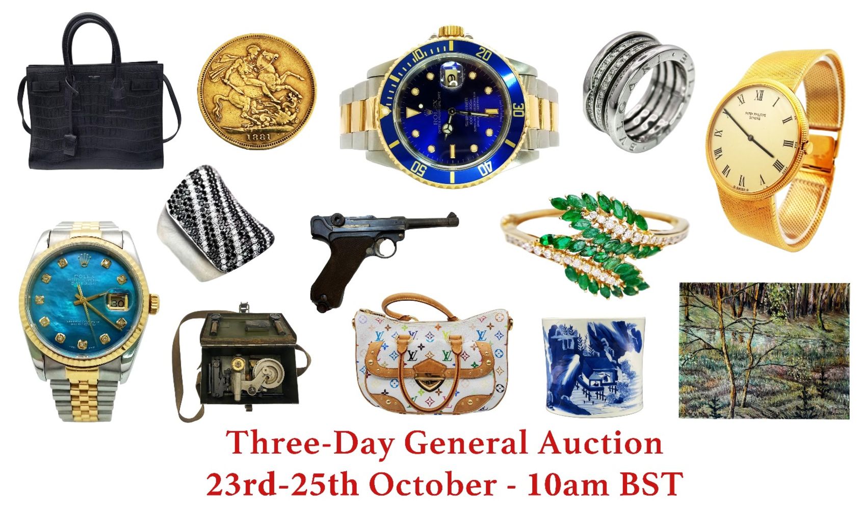 Three-Day General Auction (Jewellery, Watches, Designer Items, Militaria, Antique and Collectables)