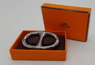A Hermes Silver Plated Scarf Ring. 5.5cm. Comes in a Hermes box. Ref: 11615