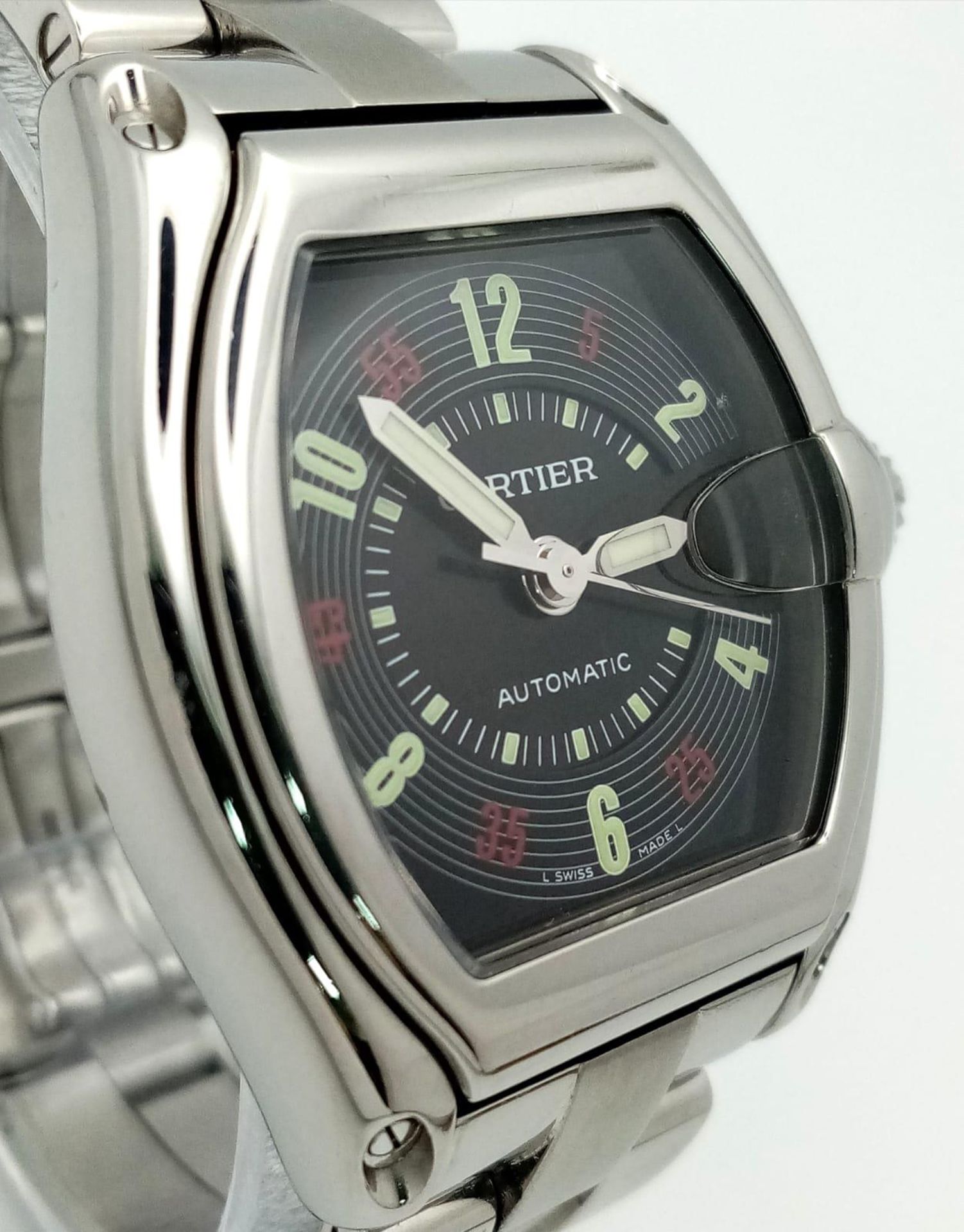 A Cartier Roadster Watch. 37mm Black Roulette Dial. The stainless steel case with screw-on back, - Bild 2 aus 12