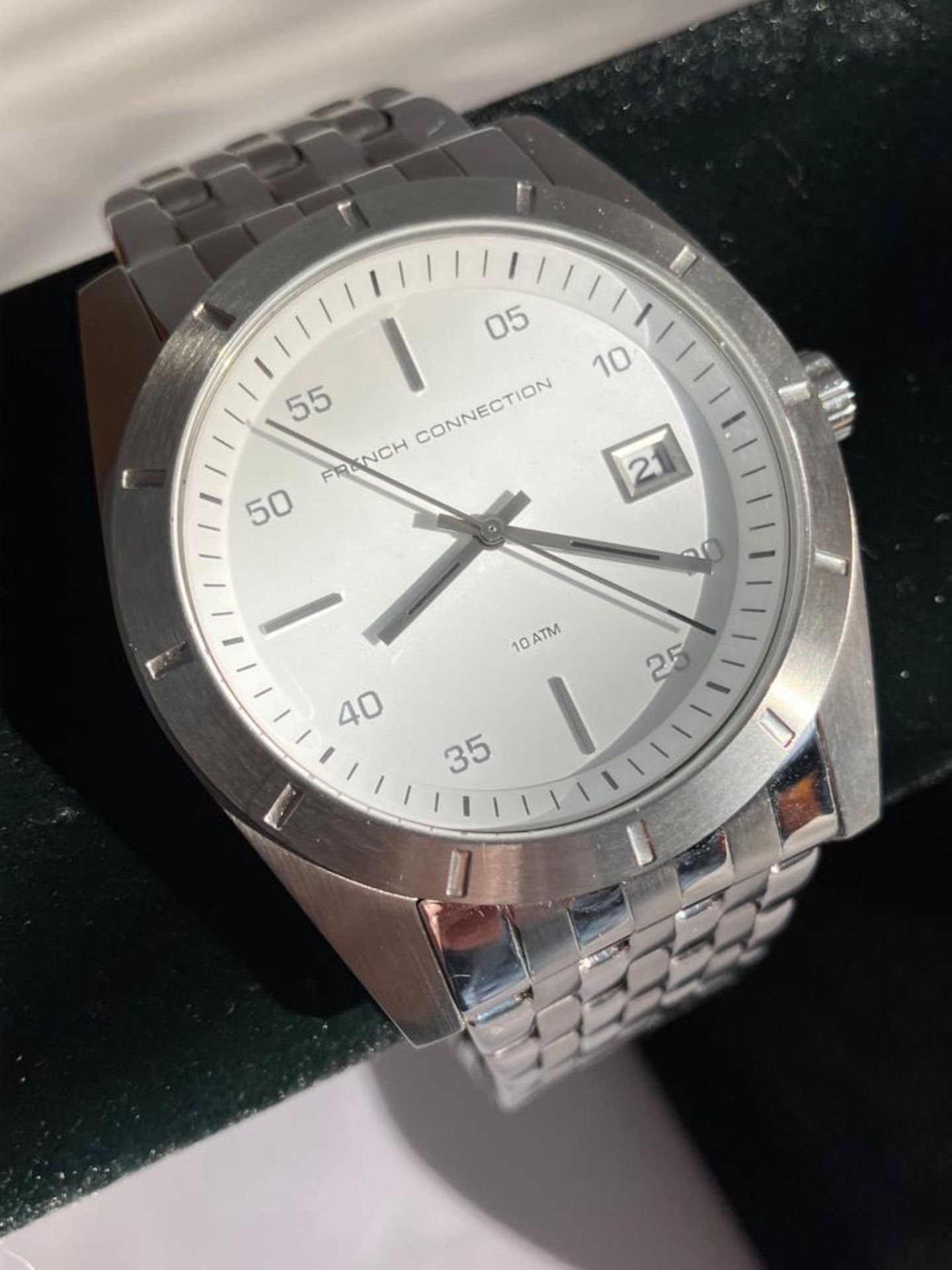 Gentlemans FRENCH CONNECTION WRISTWATCH Model FC1159SM. Finished in stainless steel Silver tone.