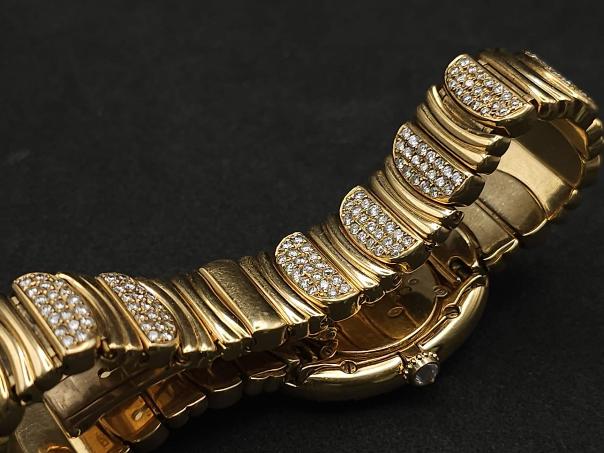 A Cartier Paris 18k Gold and Diamond Ladies Watch. 18k gold and diamond encrusted bracelet and - Bild 13 aus 29