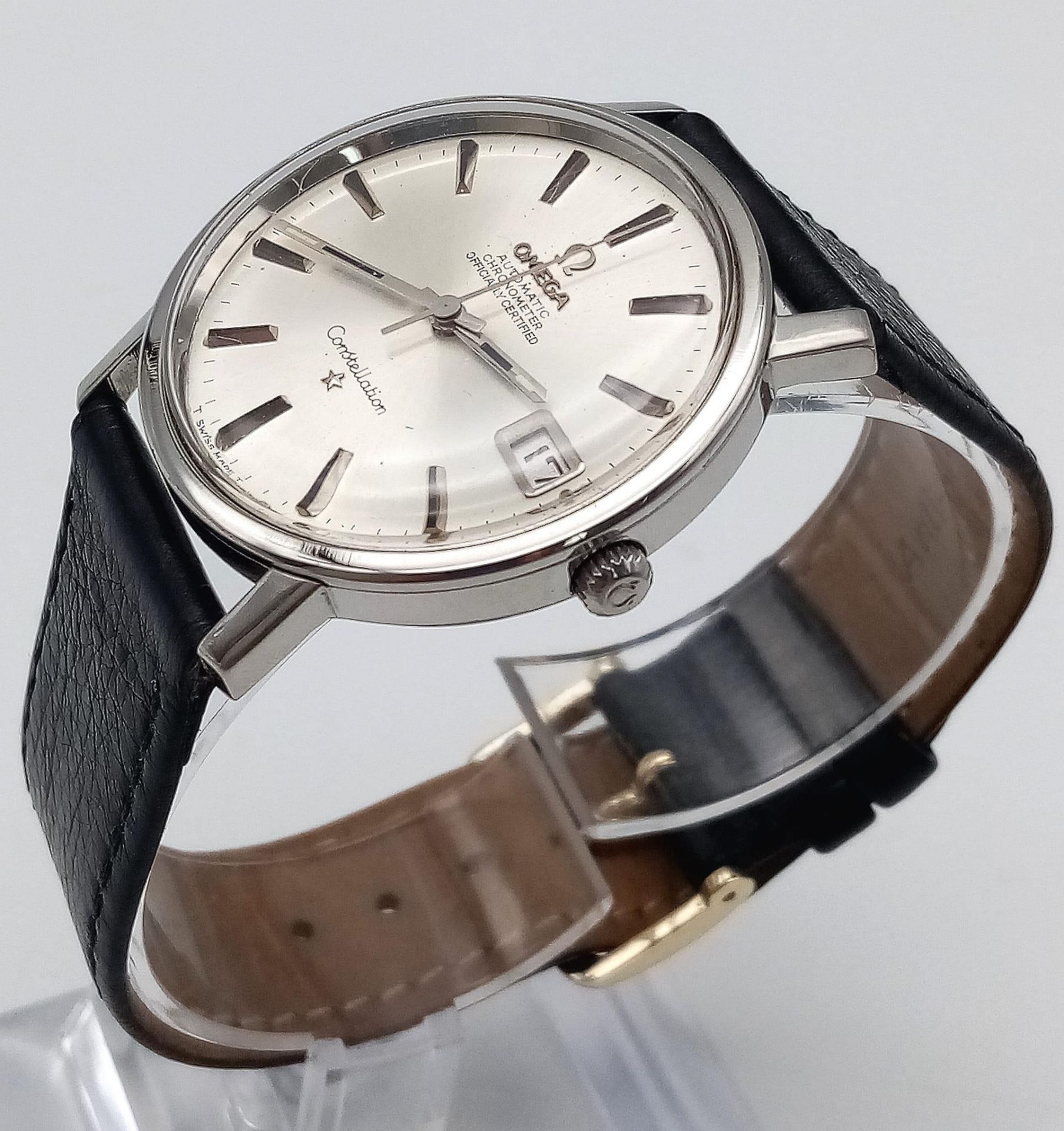 Omega Constellation Chronometer Men's Watch. Automatic movement, leather strap, 32mm dial. Circa - Image 4 of 13