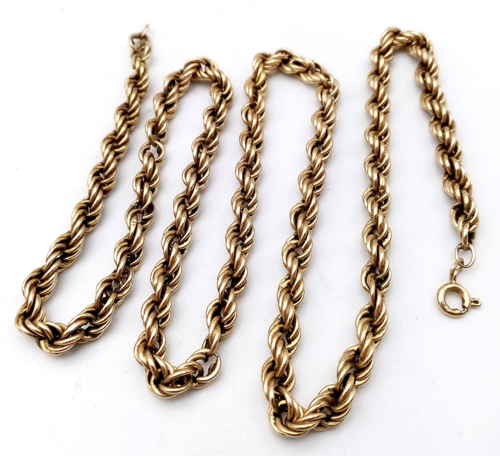 A Vintage 9K Yellow Gold Rope Necklace. 54cm. 11g weight. - Bild 2 aus 4
