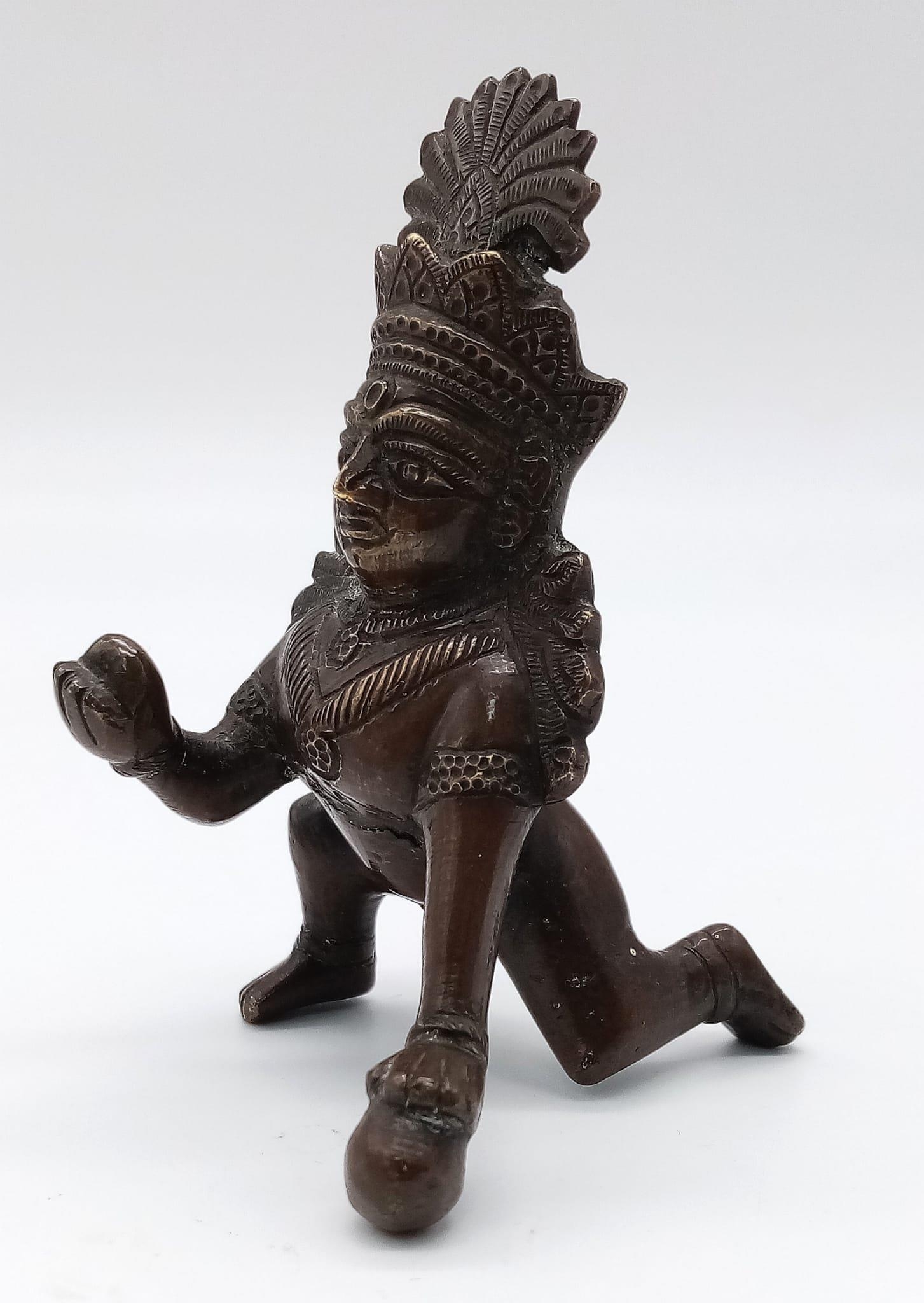 An 18th, early 19th, Century bronze South East Asian Figure. Very unusual, deity in a gesturing - Image 4 of 4
