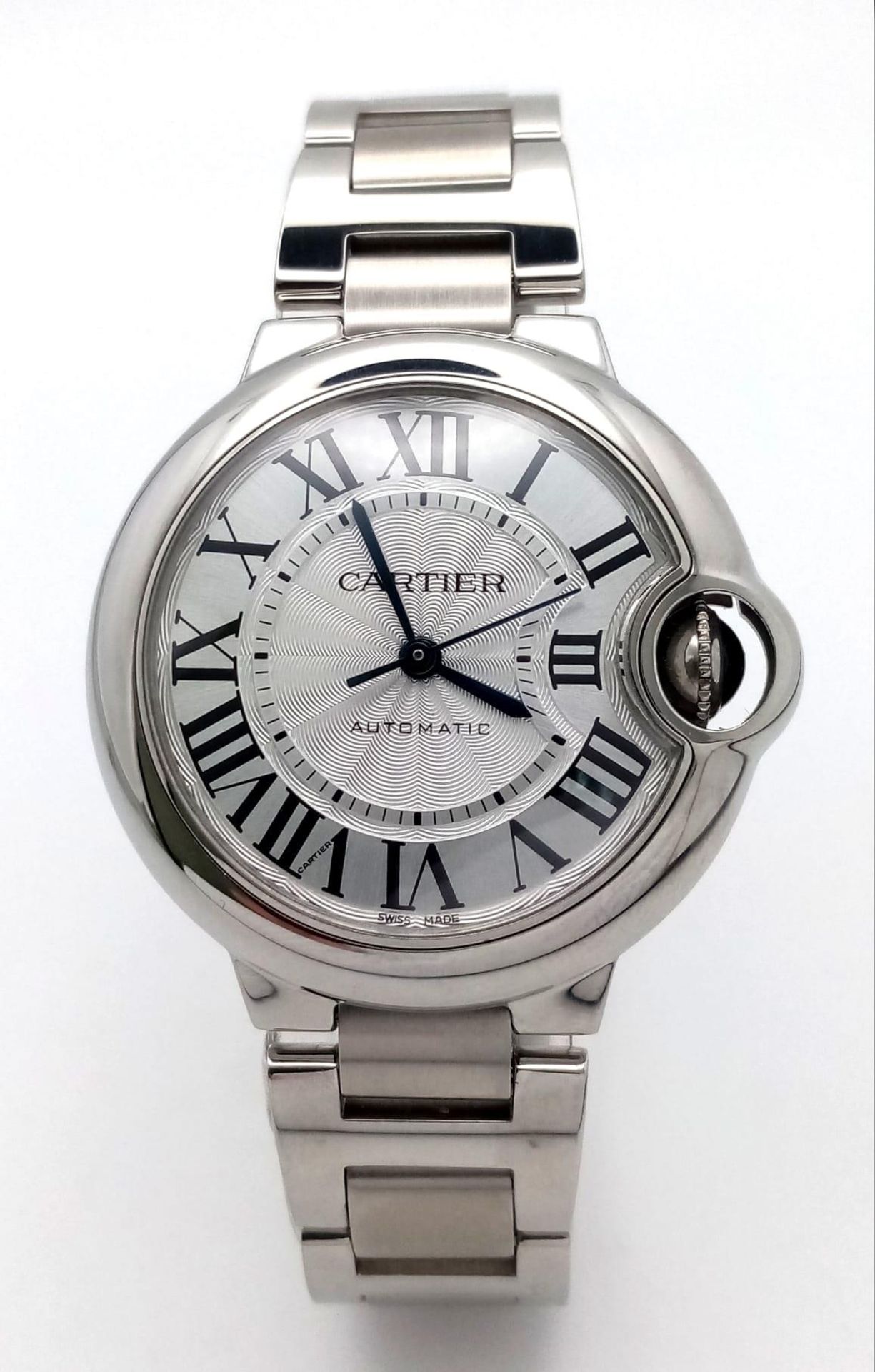 A CARTIER BALLON BLEU AUTOMATIC LADIES WATCH IN STAINLESS STEEL, VERY GOOD CONDITION WITH ROMAN - Bild 2 aus 8