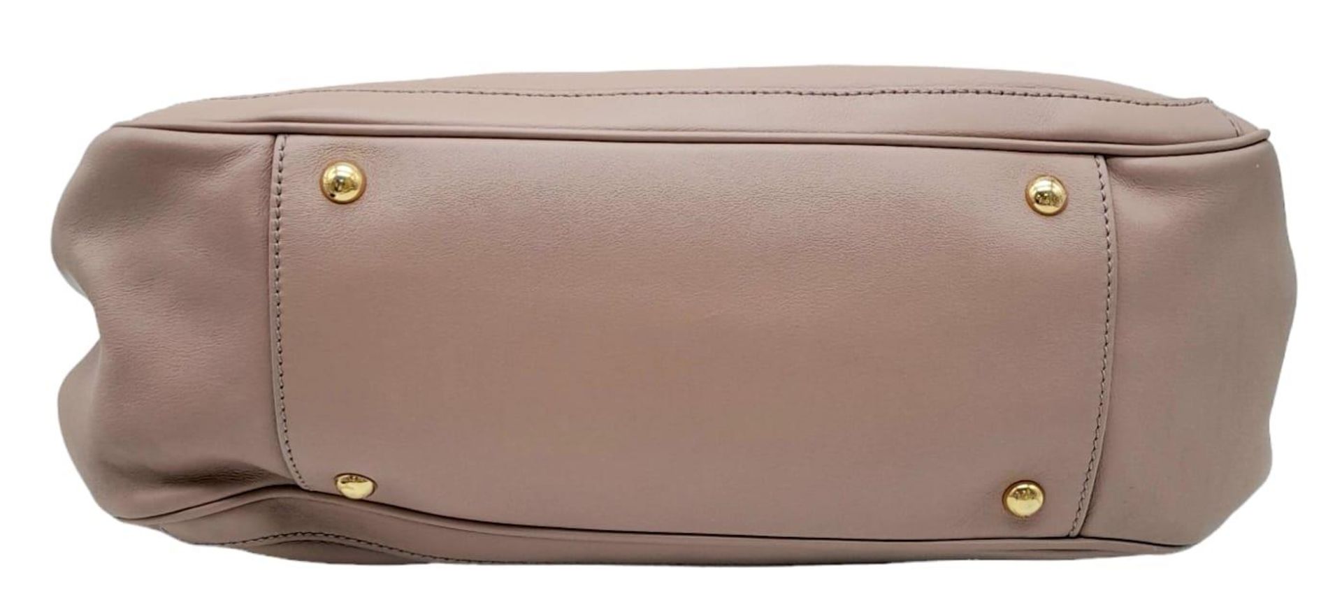 Salvatore Ferragamo Taupe Handbag. Double handle, central zipped compartment, gold tones and - Image 4 of 9
