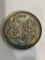 Enormous Vintage Solid SILVER COIN from BOMBAY INDIA. Approx 50 grams of pure 999 SILVER. 5 cm