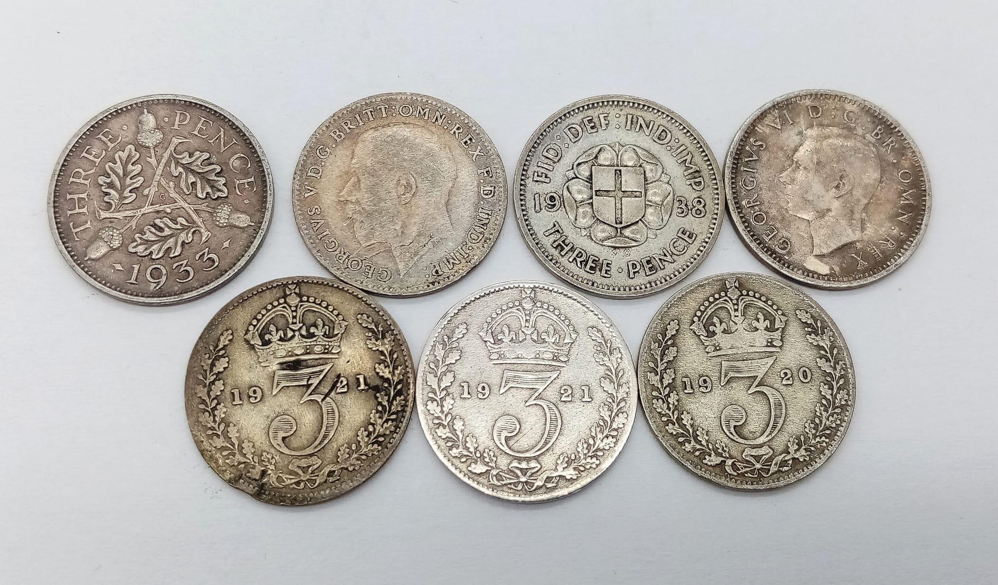A Parcel of 37 Pre-1947 Silver Three Pences. Dates Range 1920-1939. Gross Weight 51.27 Grams. - Image 2 of 3