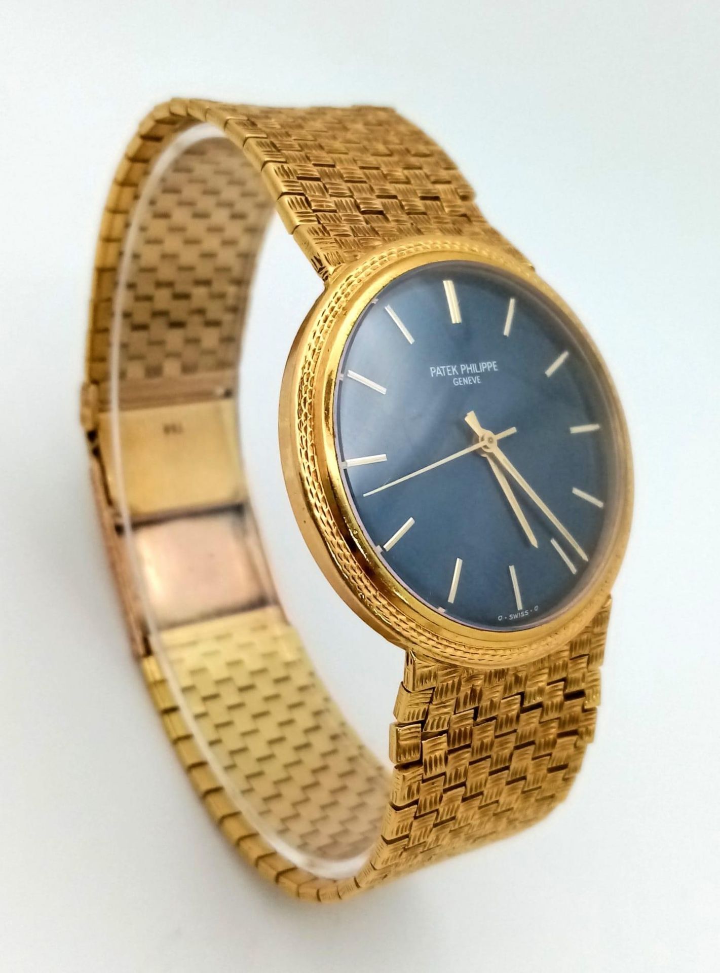A SHOW STOPPING 18K GOLD PATEK PHILIPPE GENTS WATCH WITH BLOCK LINK SOLID 18K GOLD STRAP, AMAZING - Image 3 of 8