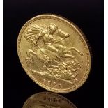 An 1896 Queen Victoria 22K Gold Half Sovereign Coin.