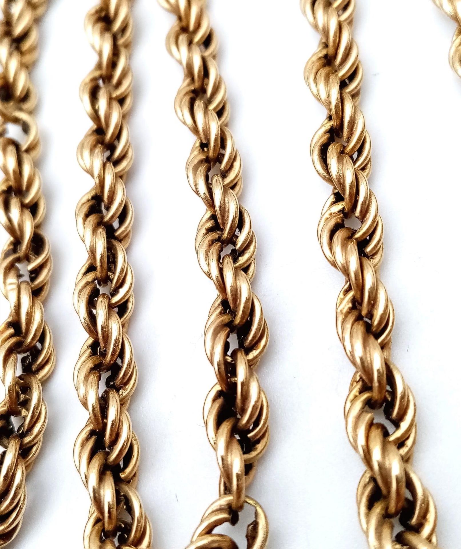 A Vintage 9K Yellow Gold Rope Necklace. 54cm. 11g weight. - Bild 3 aus 4