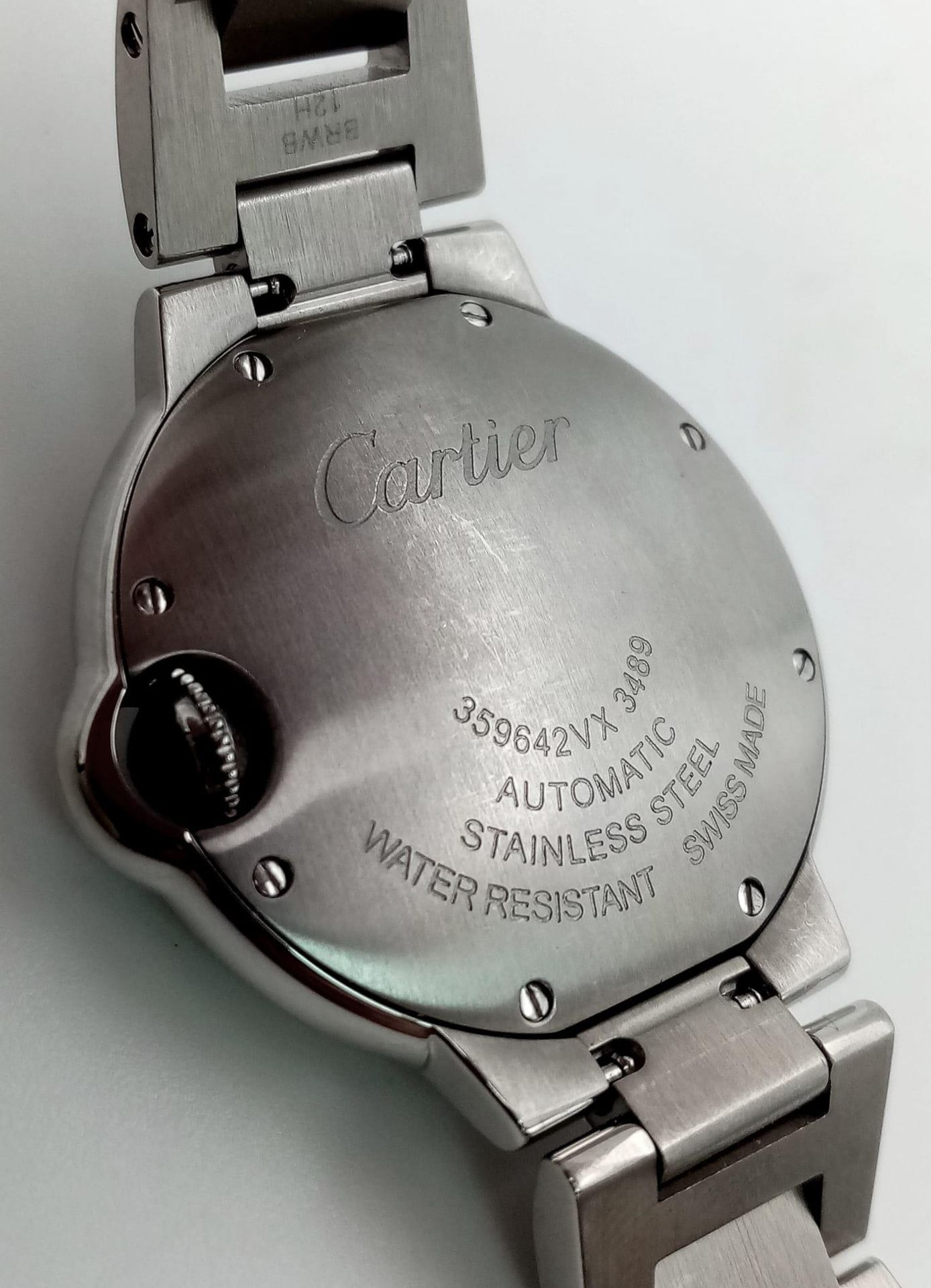 A CARTIER BALLON BLEU AUTOMATIC LADIES WATCH IN STAINLESS STEEL, VERY GOOD CONDITION WITH ROMAN - Bild 6 aus 8