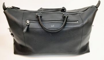 A Dunhill Black Belgrave Holdall Bag. Leather exterior, with silver toned hardware, two handles, a