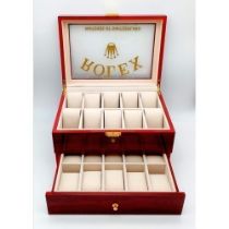 A Two-Tier Elite Watch Display Case - Perfect for Rolex Watches. 20 plush watch spaces on two