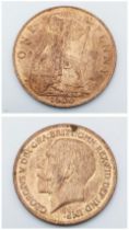 A 1920 George V One Penny Coin with Original Lustre - UNC. S4051.
