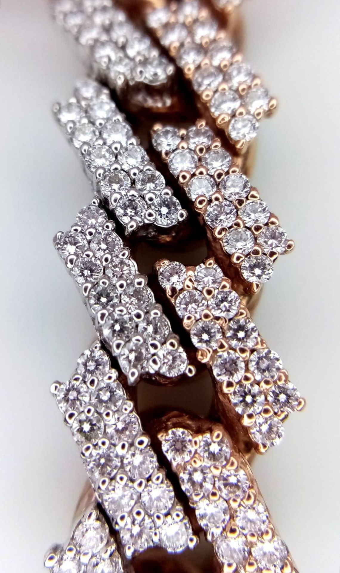A 10K, TWO-COLOUR FULLY DIAMOND SET CUBAN BRACELET - OVER 6CTW OF GORGEOUS WHITE DIAMONDS. 85.2 - Bild 6 aus 7