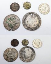 Five Antique Different Swiss Canton Silver Coins. Please see photos for finer details.