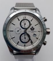 A Designer Jeff Banks Quartz Gents Watch. Stainless steel bracelet and case - 46mm. White dial